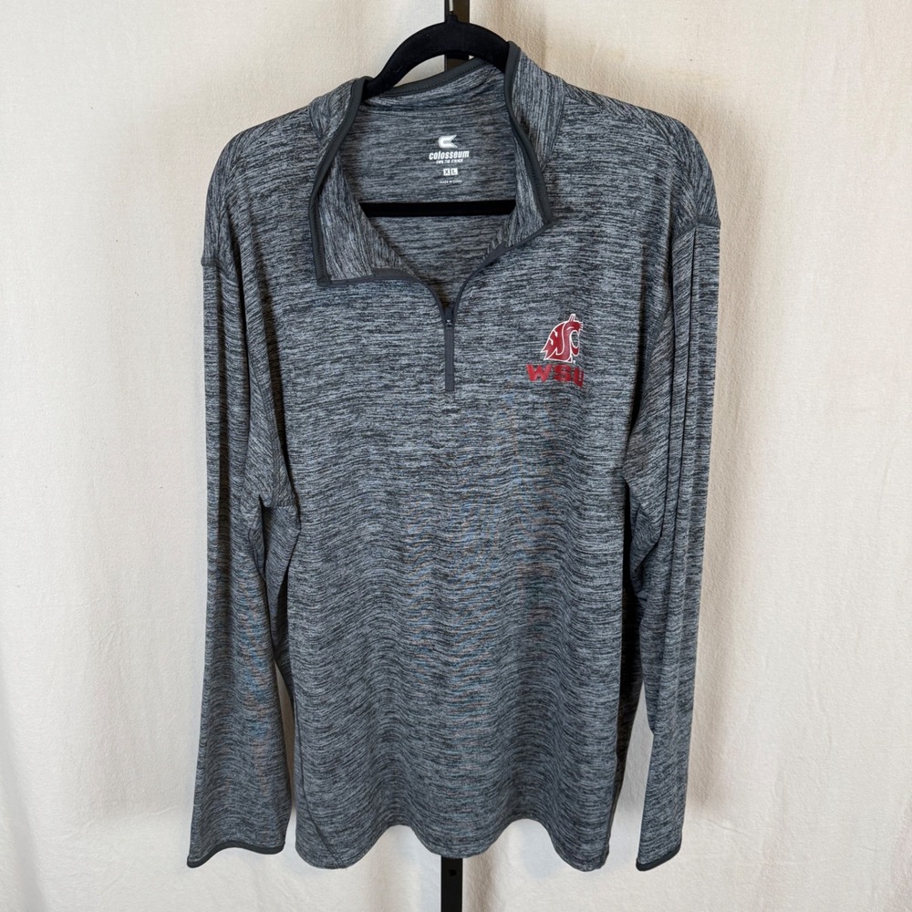 Colosseum WSU Cougars Mens XL Quarter Zip Pullover Grey Space Dye Heather Shirt